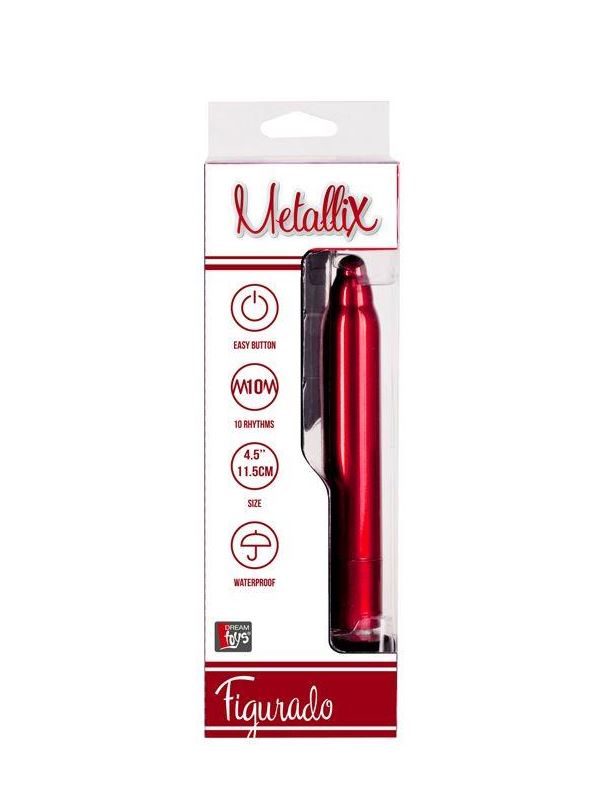 Красный вибратор METALLIX - FIGURADO BULBED VIBRATOR (11,5 см)