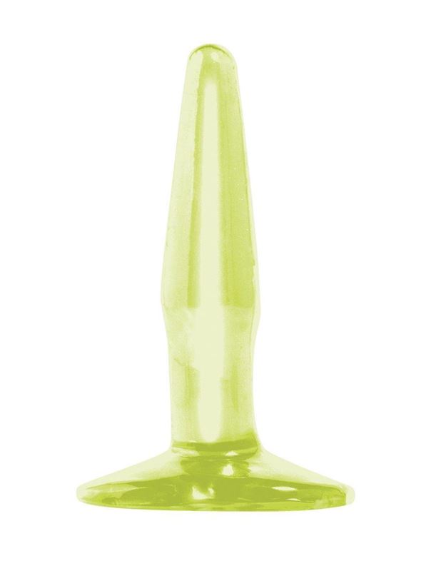 Маленькая, светящаяся в темноте пробка на присоске Mini Butt Plug - 10,8 см.