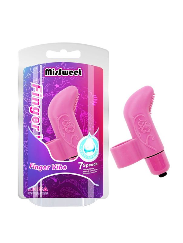 Розовая вибронасадка на палец MisSweet (7см)