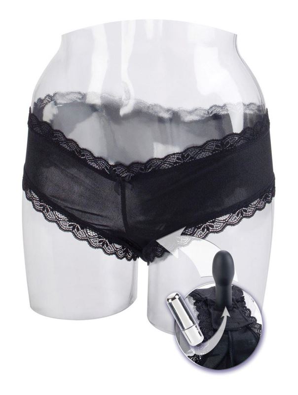 Чёрные трусики Love Rider Self Pleasurizer с вибрацией