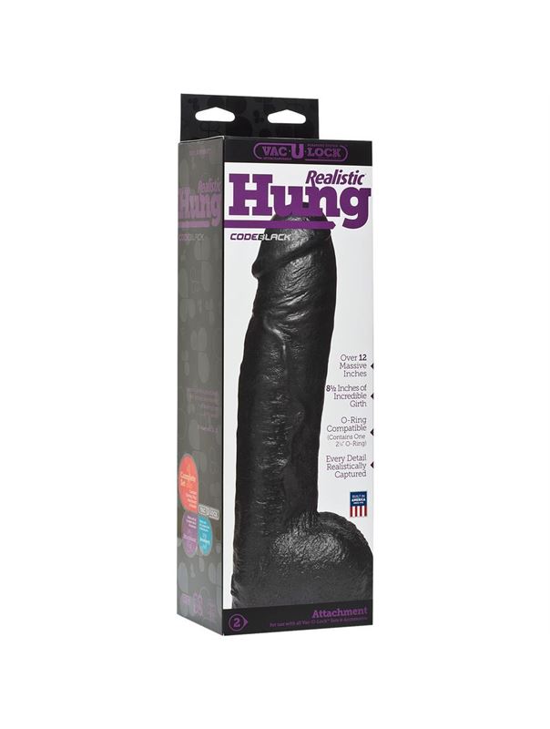 Черная насадка-фаллоимитатор Hung (30,7 см)