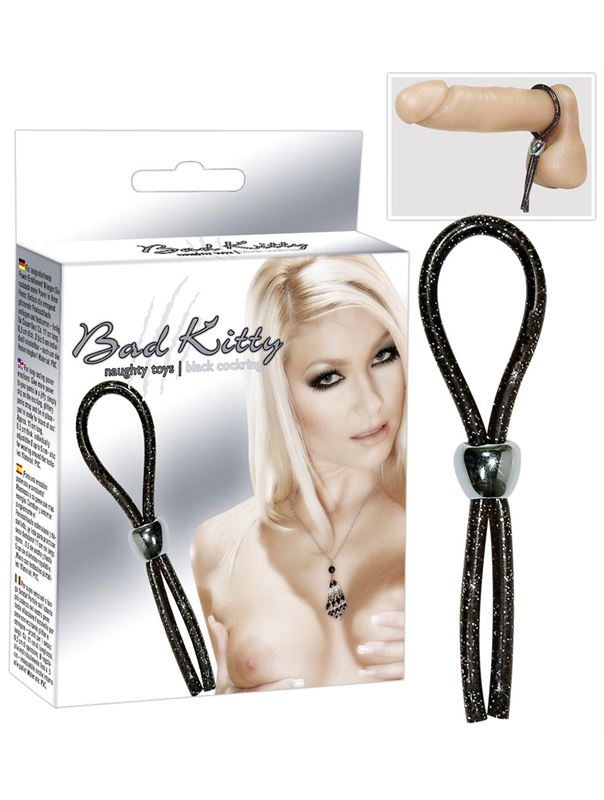 Чёрное эрекционное лассо Bad Kitty Ring