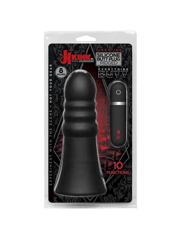 Анальная вибропробка Kink Vibrating Silicone Butt Plug Ridged 8 - 20,32 см.