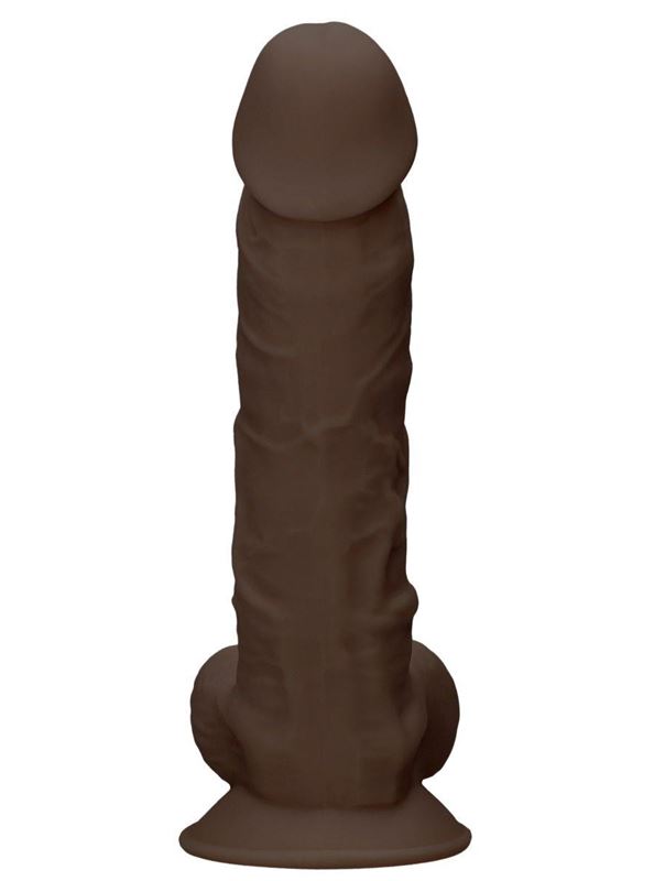 Коричневый фаллоимитатор Silicone Dildo With Balls (22,8 см)