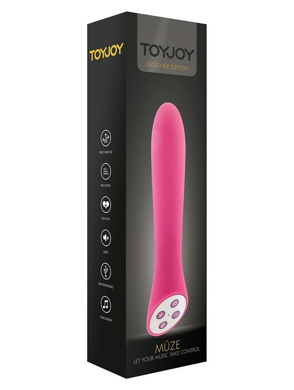 Розовый вибратор Muze Sound Sensitive Pink - 23 см.