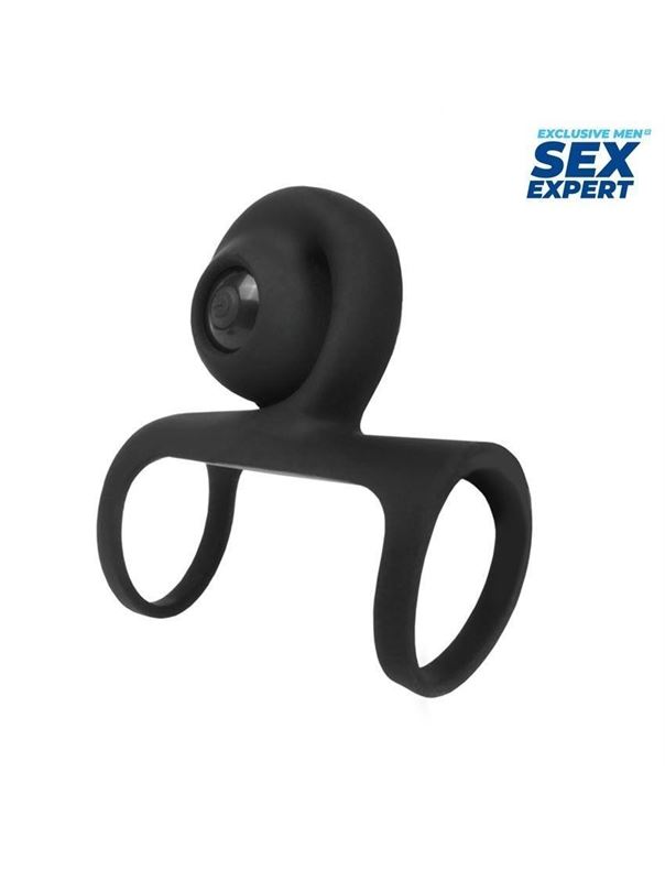 Черная насадка с вибрацией на пенис Sex Expert