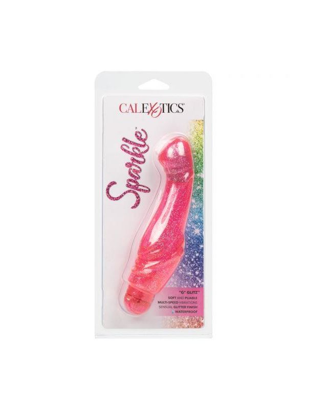 Розовый вибратор с блёстками G Glitz (17,5 см)