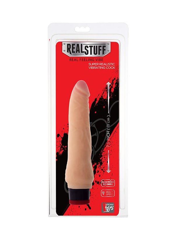 Телесный вибратор-реалистик REALSTUFF 7.5INCH VIBRATOR - 19 см.