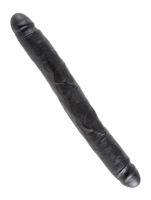 Чёрный двусторонний фаллоимитатор 12" Slim Double Dildo (31,4 см)