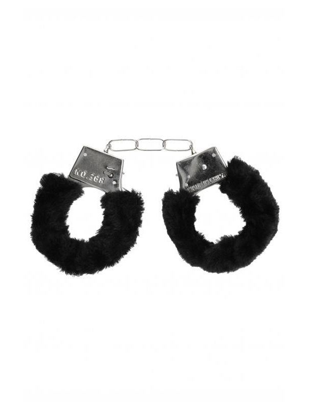 Пушистые чёрные наручники Beginner's Furry Handcuffs