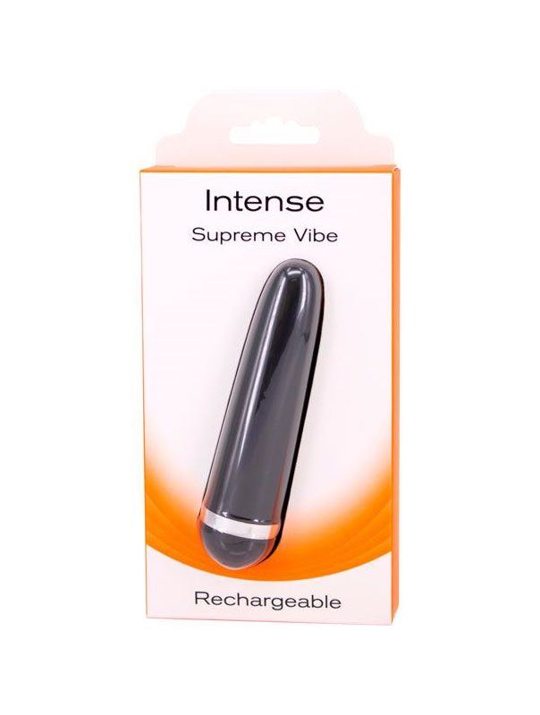 Черная перезаряжаемая вибропуля INTENSE SUPREME VIBE (9,5 см)