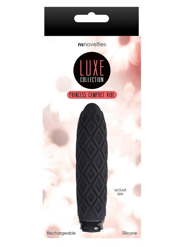 Чёрный фактурный мини-вибратор Luxe Compact Vibe Princess - 10,8 см.