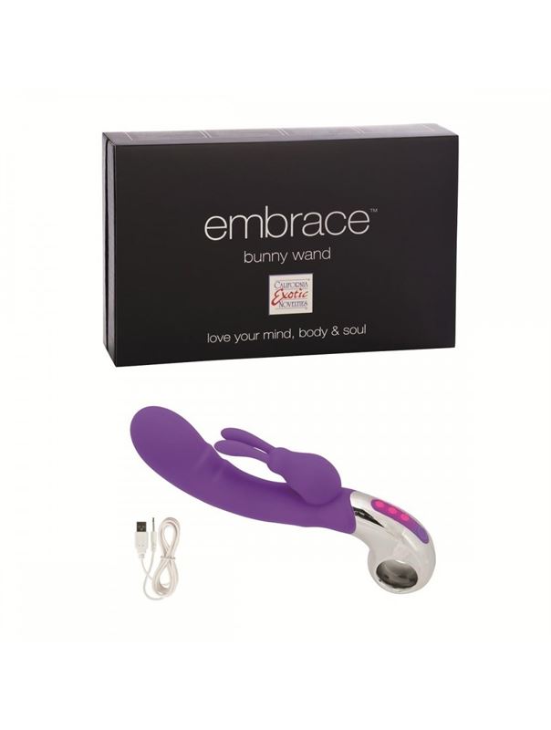 Фиолетовый вибратор EMBRACE BUNNY WAND PURPLE - 12,75 см.