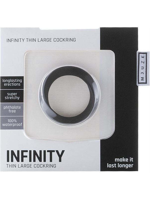 Чёрное эрекционное кольцо Infinity Thin Large