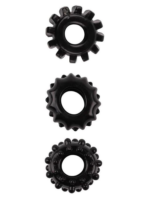 Набор из 3 черных эрекционных колец SET OF 3 COCKRINGS