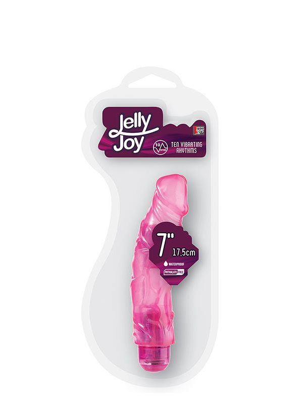 Розовый гелевый вибромассажёр JELLY JOY - 7" 10 RHYTHMS (17,5 см)