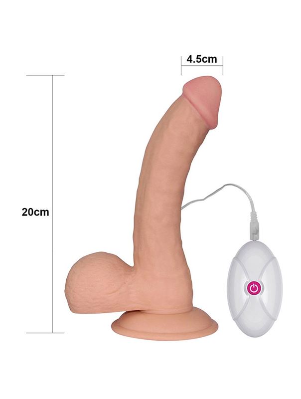 Телесный вибратор Ultra Soft Dude 8.8 с пультом управления (20 см)