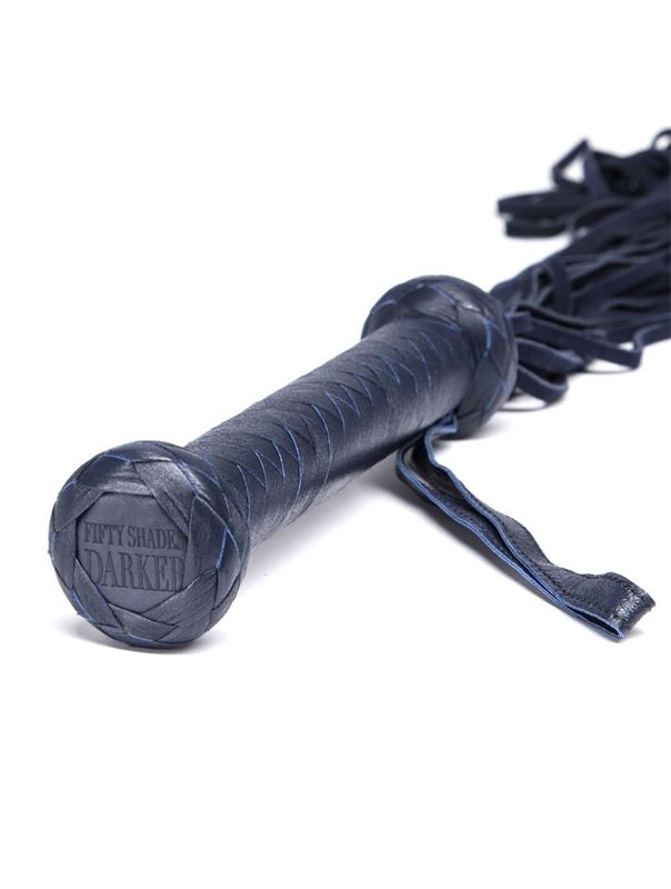 Тёмно-синий флоггер из кожи DARKER LIMITED COLLECTION FLOGGER - 66 см.