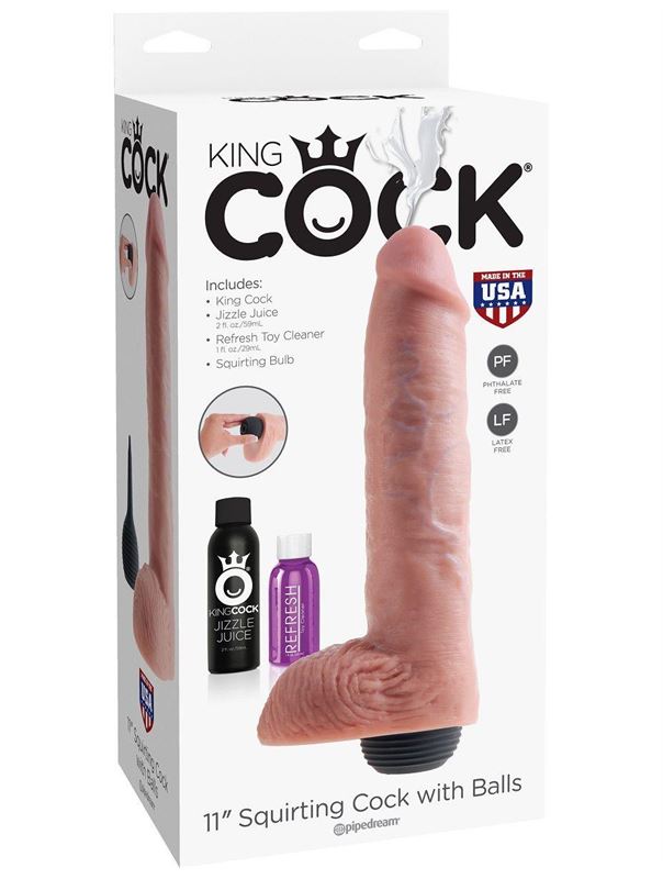 Телесный фаллоимитатор с функцией семяизвержения 11 Squirting Cock with Balls - 27,9 см.