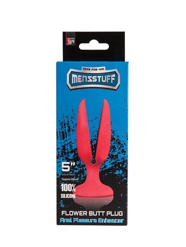 Красная анальная пробка-бутон MENZSTUFF - FLOWER BUTT PLUG 5INCH (13,5 см)