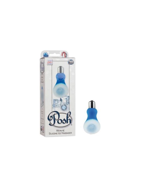Голубой мини-вибратор Posh Silicone Ice Massager Wave с охлаждающим эффектом