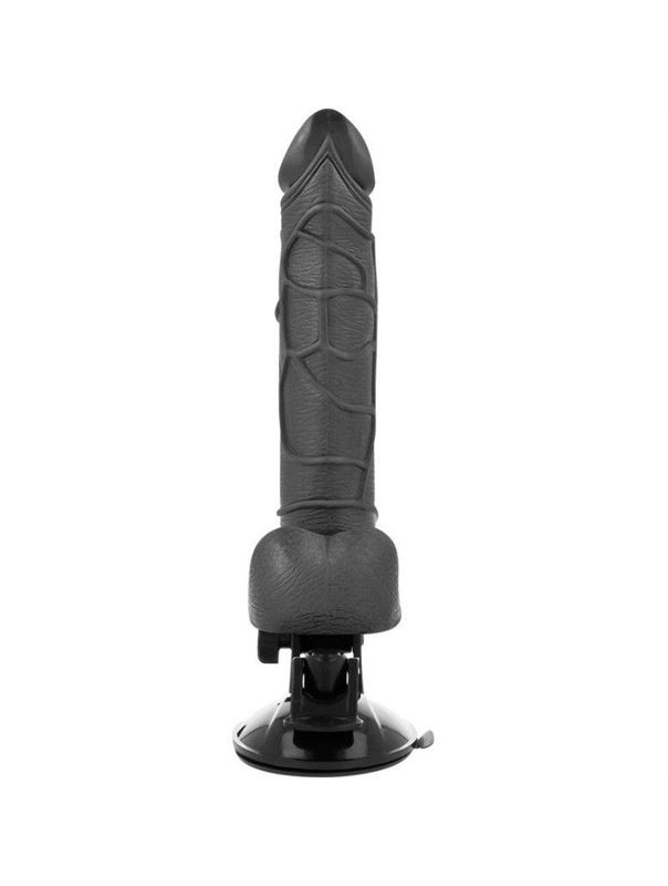 Черный вибратор на мощной присоске Basecock Realistic Vibrator Remote Control (19,5 см)