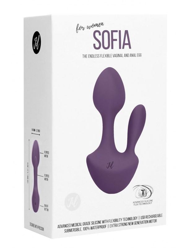 Фиолетовый анально-вагинальный вибратор Sofia (13 см)