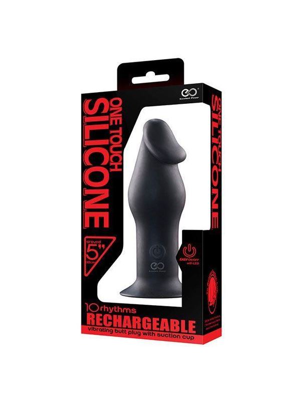 Черный анальный вибромассажер 5INCH RECHARGEABLE BUTTPLUG (12,7 см)