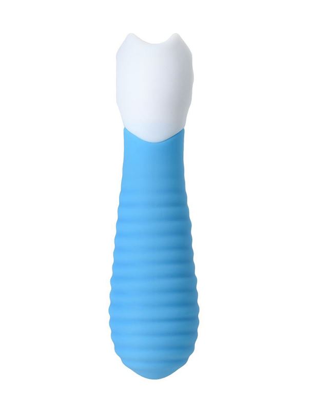 Голубой мини-вибратор MINI 2 с ребрами (11,8 см)