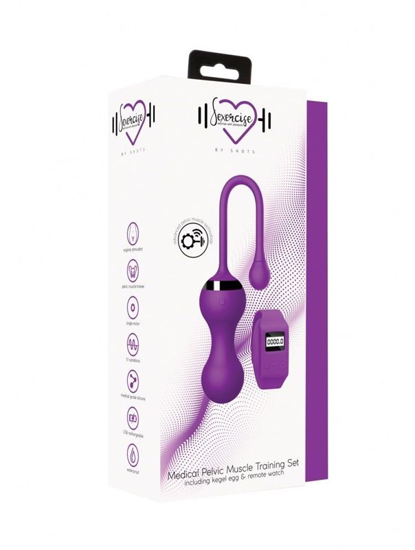 Фиолетовые вагинальные шарики Kegel Egg с браслетом