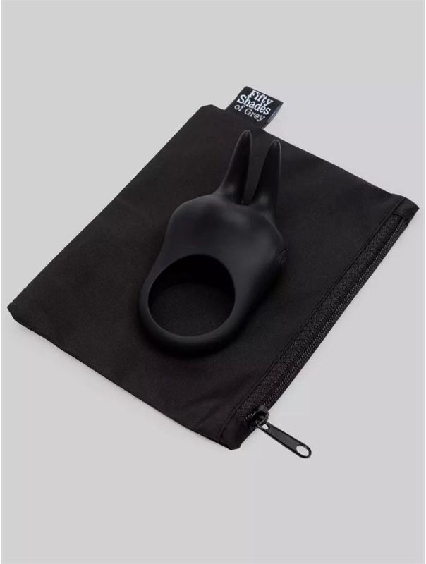 Черное эрекционное виброкольцо Sensation Rechargeable Vibrating Rabbit Love Ring