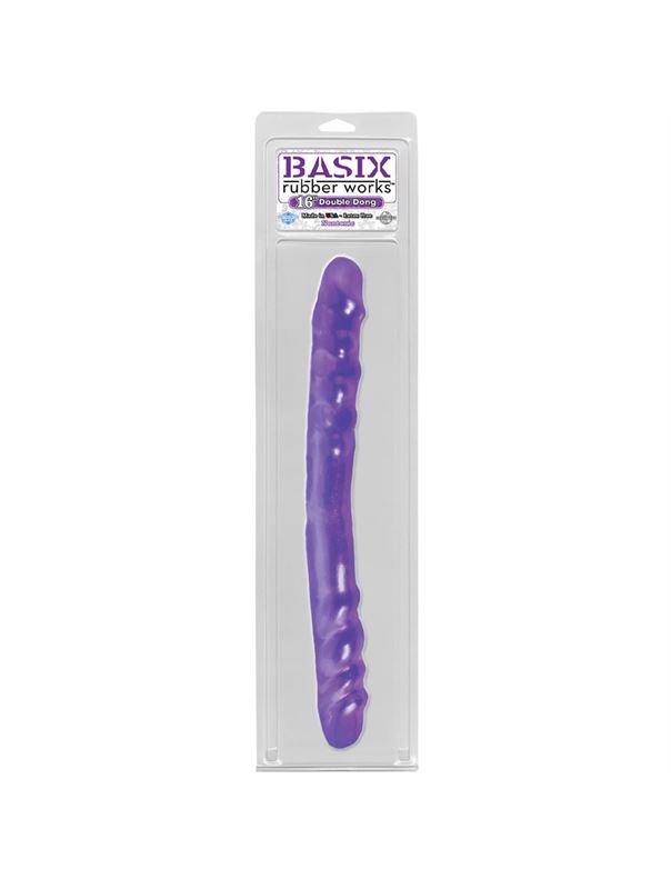 Фиолетовый двойной фаллоимитатор BASIX - 38,5 см.