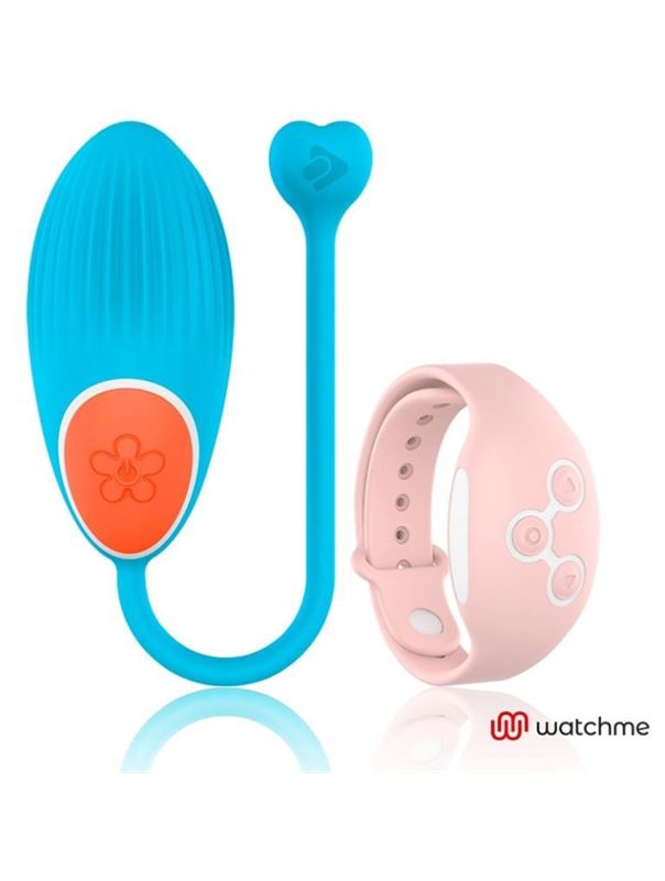 Голубое виброяйцо с нежно-розовым пультом-часами Wearwatch Egg Wireless Watchme