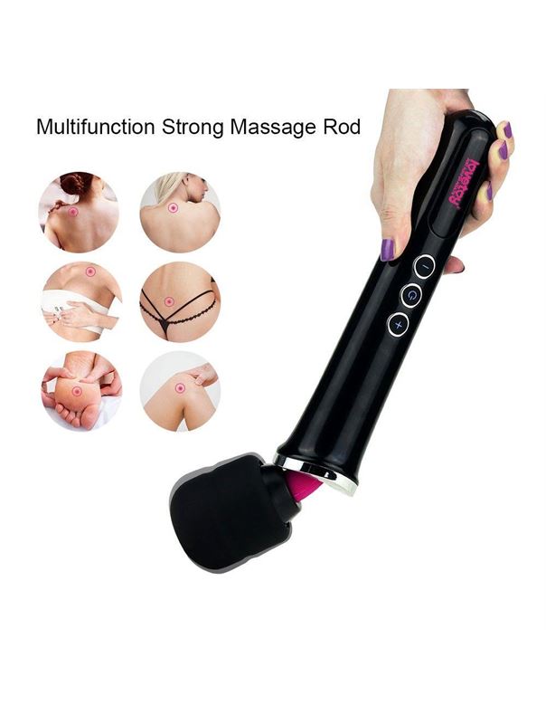 Черный вибростимулятор Training Master Ultra Powerful Rechargeable Body Wand (30,5 см)