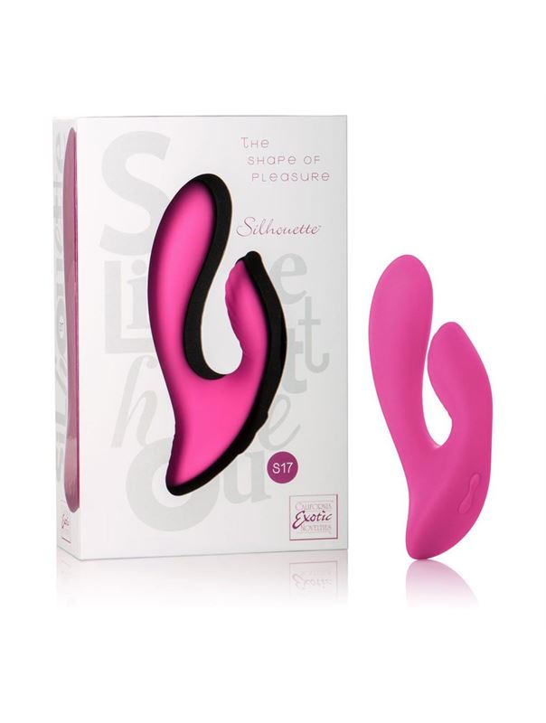 Розовый перезаряжаемый вибратор со стимуляцией клитора Silhouette S17