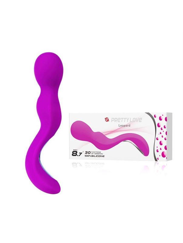 Вибромассажер LEOPARD с изогнутым тельцем - 22,5 см.