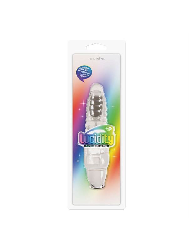 Прозрачный вибромассажёр Aurora Light Up - 18,4 см.
