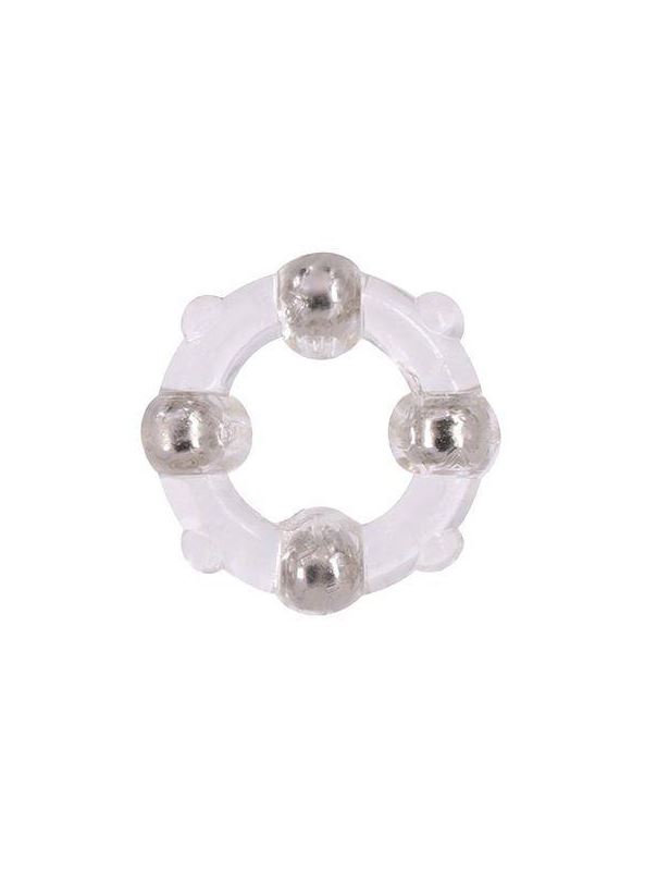 Эрекционное кольцо с 4 бусинами MENZSTUFF STUD RING CLEAR