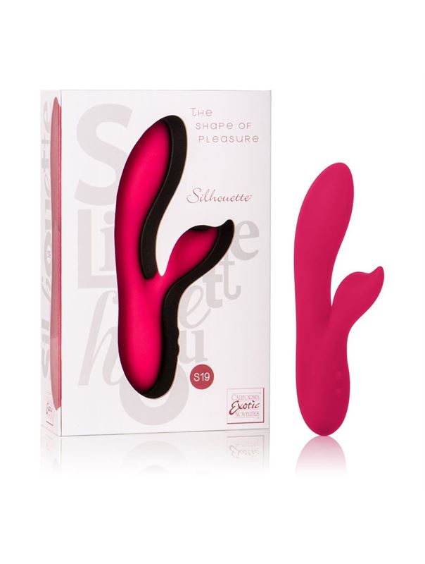 Красный вибромассажер с лепестком для стимуляции клитора Silhouette S19