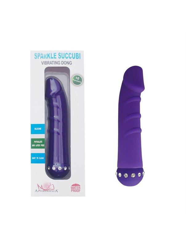Фиолетовый вибратор SPARKLE SUCCUBI VIBRATING DONG (14,5 см)
