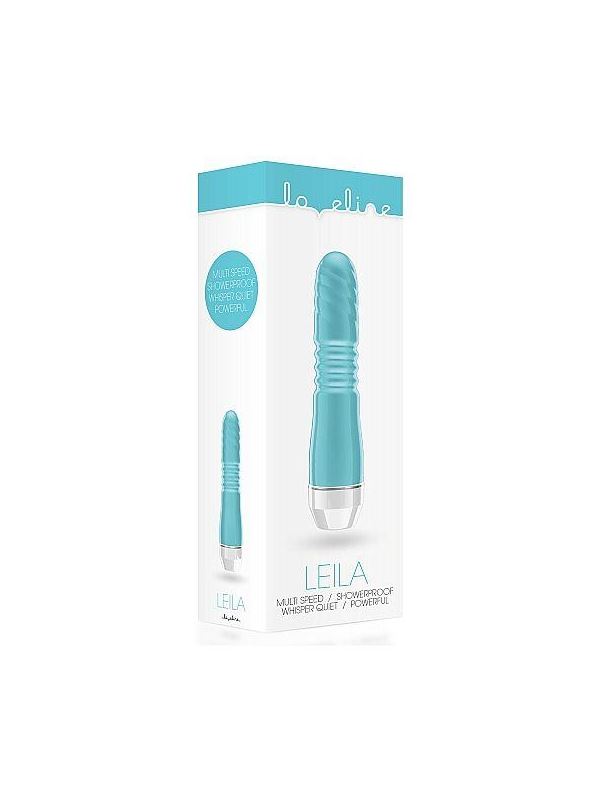 Бирюзовый вибратор Leila с рёбрышками посередине - 15 см.