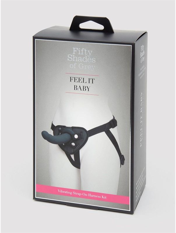 Черный женский страпон с вибрацией Feel It Baby Strap-On Harness Kit (17,8 см)