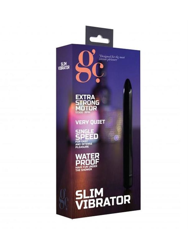 Чёрный тонкий вибратор GC Slim Vibe (16,5 см)