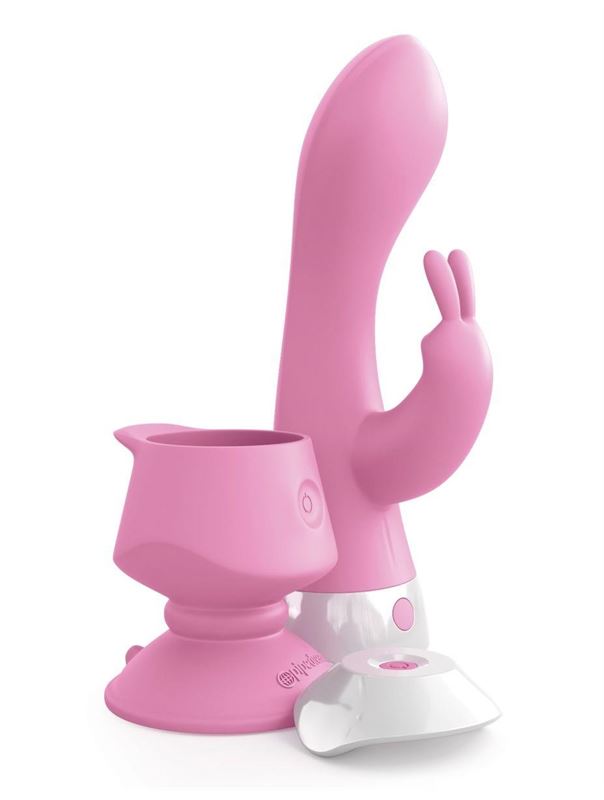 Розовый вибратор кролик со съемной присоской Wall Banger Rabbit (19,9 см)