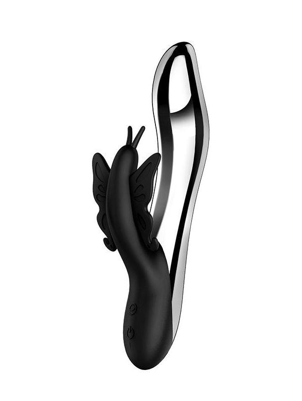 Черный вибратор с подсветкой NAGHI NO.37 RECHARGEABLE LIGHT-UP VIBE (24 см)