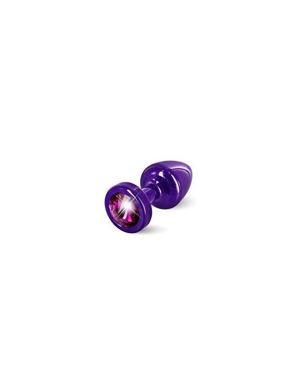 Фиолетовая пробка ANNI round Purple T1 Fuschia с малиновым кристаллом - 6 см.