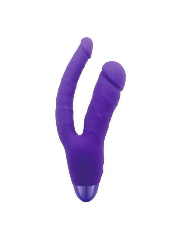 Фиолетовый двойной вибратор INDULGENCE Rechargeable Insatiable Desire (21 см)