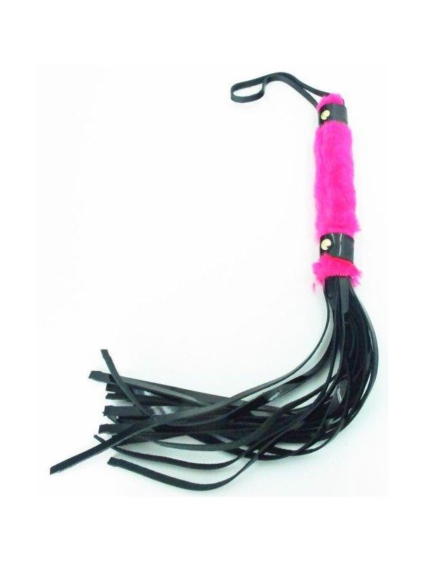 Плеть из лака с розовым мехом BDSM Light - 43 см.