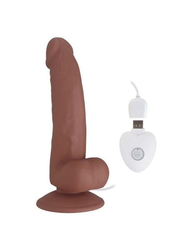 Коричневый вибратор SEDUCER 20 Function Spirited Dick (19 см)