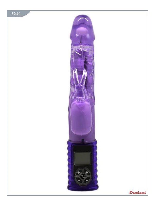 Фиолетовый виброкомпьютер EROTICON - LOVE GIFT с ЖК-экраном (25 см)